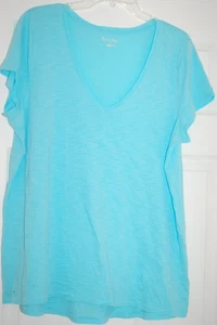 LILLY PULITZER ETTA V NECK TEE T-SHIRT TOP AQUA BLAU XL - Bild 1 von 4