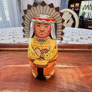 Bits And Pieces Nesting Native Americans Set 5 Hand Painted Dolls - Picture 1 of 13