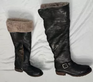 FRYE Valerie Lammfell schwarz Stiefel Damen 8 B OTK Overknee Fell gefüttert - Bild 1 von 22