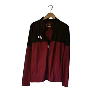 Under Armour Fitted Zipped Top Mens Size Large Black Maroon Full Zip