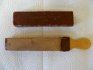 ANTIKER FRANZÖSISCHER "COUTEILLERIE ROUGERON" FRISEUR RASIERRIEMEN. ANTIKER RASIERMESSERSTREIFEN - Bild 1 von 10