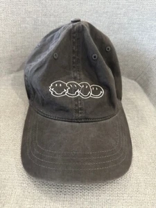 American Eagle Womens Slideback Hat Gray Embroidered Smiley Faces Logo Happy GUC - Picture 1 of 6