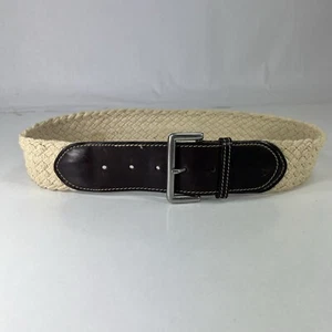 GAP White Braided Rope Belt - Genuine Leather - Women's Size 30 - Picture 1 of 7