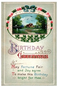 GERMANY EMBOSSED Flowers POST CARD Birthday Greetings - Picture 1 of 2