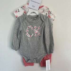 NWT Calvin Klein Baby Infant Girls 3 Piece Set Bodysuits 18M Long Pants/leggings - Picture 1 of 4