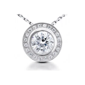 1.73 Carat H SI1 Round Cut Earth Mined Certified Diamonds Platinum Halo Pendant - Picture 1 of 7