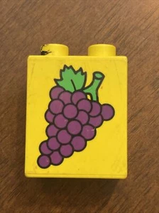 Lego Duplo Vintage bemalter Stein lila Trauben Lebensmittel Bausteine - Bild 1 von 6