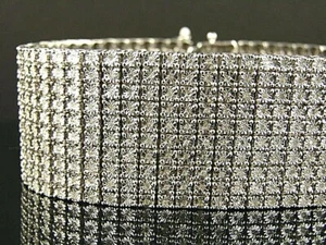 10 Row Men's Bracelet with Natural Diamonds in Sterling Silver 8.5 Inches - Picture 1 of 2