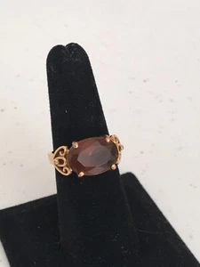 Vintage Goldtone Dark Brown Gemstone Elegant Ring ~ Size 7.75 Women’s Jewelry - Bild 1 von 12