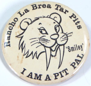 2 PIN-BACK BUTTON 1/4" 'SMILEY' RANCHO LA BREA CATRAME PITS PAL TIGRE DAI DENTI A SABOR - Foto 1 di 3