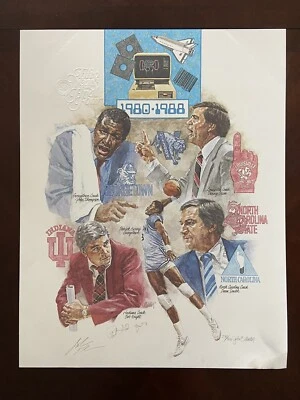 1980-88 Firmado John Thomson Bobby Knight Ewing Goldin Certificado de Autenticidad NCAA Final Four Litografía Foto 1 de 4
