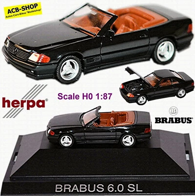 Mercedes Sl 6.0 Brabus R129 Roadster + Hardtop 1989-95 Nero 1:87 Herpa 100069 - Immagine 1 di 4