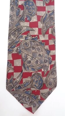 Corbata Carlos Tomasini 100% Seda Diseñador PAISLEY Geométrica GRIS/ROJO/BLANCO USADA EN EXCELENTE ESTADO Foto 1 de 3