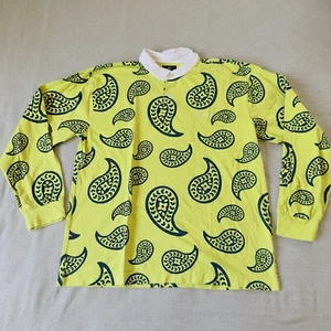 Obey Paisley Polo T-Shirt Adult Medium Neon Green Streetwear - Picture 1 of 11