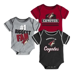 Arizona Coyotes NHL Infant Black/Red/Grey #1 Biggest Fan 3 Piece Creeper Set - Picture 1 of 3
