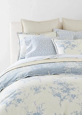 Ralph Lauren Reversible Eva Duvet Cover Set 3 Pc.  Full/Queen Cream/Blue $385 - Image 1 of 4