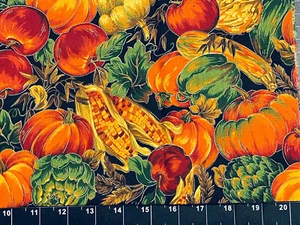 Tina Scrap Leaf Pumpkin Fall Autumn 12"x19" Harvest Apple Corn Fabric Cotton - Picture 1 of 1
