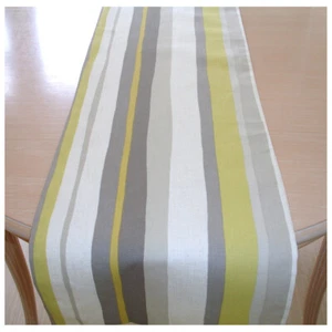 Table Runner 6ft Grey Yellow 72" Ochre Stripes 180cm Striped Mustard Stripe - Picture 1 of 3