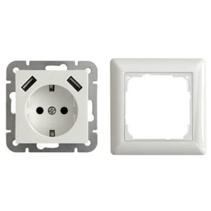 USB Steckdose 2 x USB-A Anschluss 2800mA Unterputz passend für Gira 55 Reinweiß - Bild 1 von 2