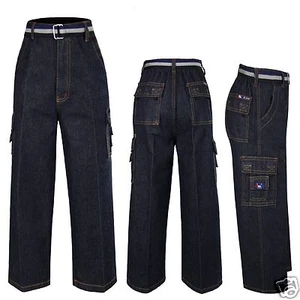 2T-16 Teens Kids Toddler Indigo Denim 8 Pockets Casual Jeans Pants Bottom + Belt - Picture 1 of 4