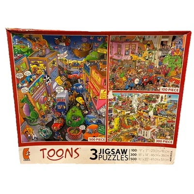 New, sealed! See Photos! Ceaco Toons 3 in 1 Multi-Pack Jigsaw Puzzle  - Image 1 of 4