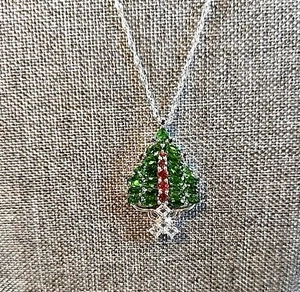 Collana con ciondolo albero di Natale JTV DK 925 19" verde cromato diopside rodiato - Foto 1 di 9
