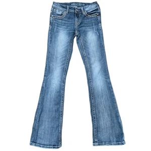 Embellished Jeans Grace LA Size 14 Bootcut Flap Pockets Distress Stretch Denim - Picture 1 of 10