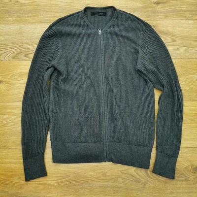 Мужской кардиган All Saints L большой серый хлопковый джемпер на молнии - Изображение 1 из 4