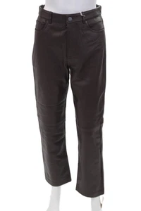 Reformation Womens Leather High Rise Straight Veda Cynthia Pants Brown Size 2 - Picture 1 of 6