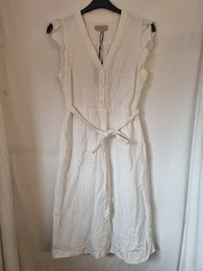 NEW! Ladies HOBBS Mid Length Linen Dress. Size 12. White. - Picture 1 of 5