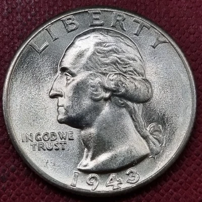 1943 D Washington Quarter 25c Silver BU UNC Uncirculated Denver #95092 - Image 1 of 2
