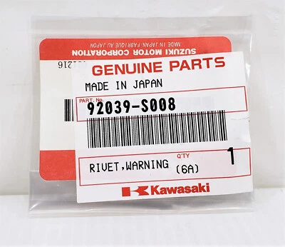 正品川崎 KFX50 KFX80 KFX400 原始设备制造商警告标签铆钉 92039-S008 全新 — 第 1/4 张图片