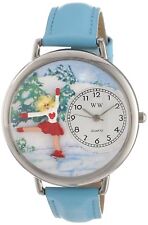 Whimsical Watches Ice Skating Girl Silver-Tone U0810024 Baby Blue Leather Strap 