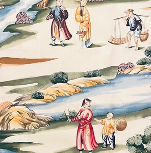SCALAMANDRE Shanghai Cotton Print Chinoiserie Remnant New - Picture 1 of 1