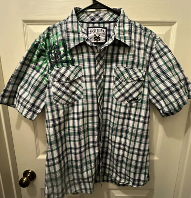 Camisa para Hombres ZOO YORK Talla X-Grande Cuadros Verde/Gris Bolsillos Frontales Manga Corta Foto 1 de 4