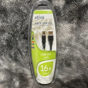 Ativa Gold Series USB 2.0 16ft A Plug/B Plug NEW 24K Gold Printer Cable - Picture 1 of 5
