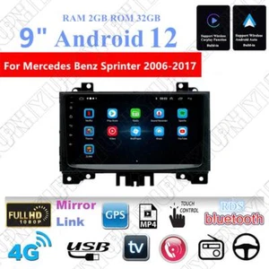 9'' Car Stereo Radio GPS Android 12 2G+32GB For 2006-2017 Mercedes-Benz Sprinter - Picture 1 of 23