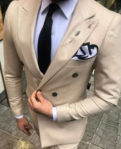 TRAJE DE HOMBRE DE DOS GARZAS DE DISEÑO DOBLE GARZA MODERNO A CUADROS ENTALLADO SLIM FIT - Imagen 1 de 10