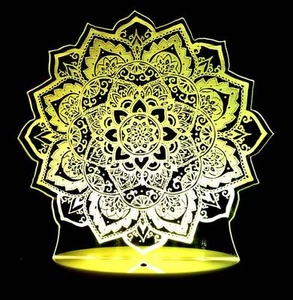 MANDALA FLOWER Personalised Name 3D LED Night Light 7 Colour Change Room Lamp - Picture 1 of 12