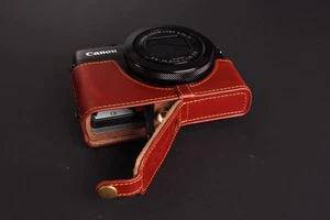 Genuine real Leather Half Camera Case bag cover for Canon G7X Bottom Openning - Picture 1 of 9