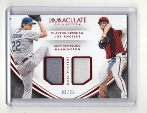 CLAYTON KERSHAW & MAX SCHERZER - 2016 IMMACULATE - DUAL JERSEY #'d 06/25  SWEET! - Picture 1 of 2