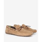 Barbour JENSON Mens Comfortable Leather Slip On Boat Shoes Suede Taupe