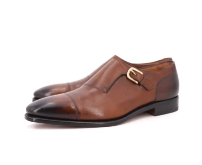 NOVO | US$ 685 PAUL STUART REINO UNIDO 9,5 10,5 M ALÇA MONGE MARROM POLIDO FEITA NA ITÁLIA - Imagem 1 de 4