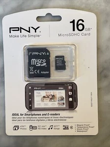 PNY 16GB MICRO SD HC PERFORMANCE CARD Brand New With Adap&Case M1 - Picture 1 of 1