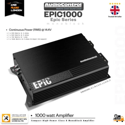 AudioControl EPIC1000 1000W Monoblock Class-D Car Amplifier with Bass Control - Image 1 of 4
