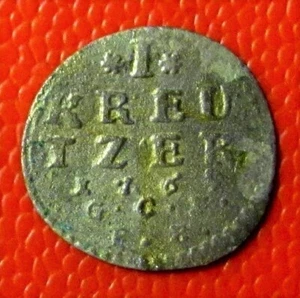 Hessen-Darmstadt. AR 1 Kreuzer 1765. Ludwig VIII. F-VF - Picture 1 of 2