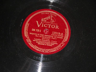 12" 78 RPM DE FALLA NIGHTS Gardens Of Spain Piano Orchestra RCA Victor Record VG - Image 1 of 4