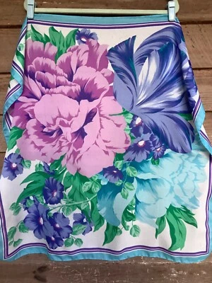 Vintage Silk blend Scarf Hand Rolled Hem Floral Feminine Colors 29 x 30” Medium - Image 1 of 4