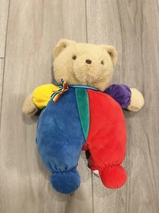 Vintage Eden Teddybär Plüsch Velours Primärfarben Regenbogen Schleife 13 Zoll Spielzeug - RAR - Bild 1 von 9