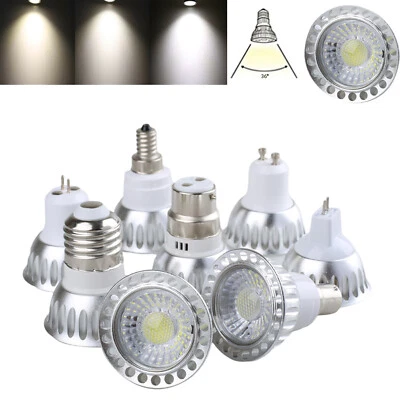 Dimmable 5W LED COB Spotlight Bulb GU10 MR16 E27 B22 220V 12V 24V Silver Lamp rh - Image 1 of 4